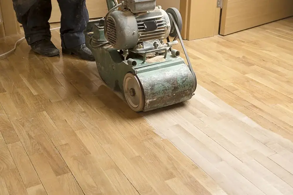 Timber floor sanding in progress